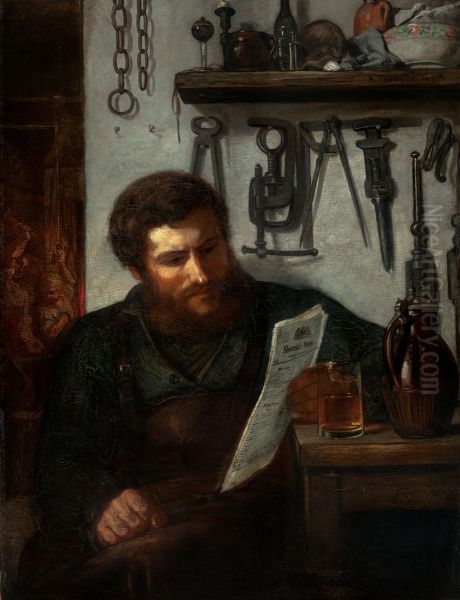 Portrait of the Blacksmith Jech Oil Painting by Karel Purkyne