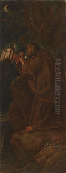 Hermit with a lantern Oil Painting by Louis Farasyn