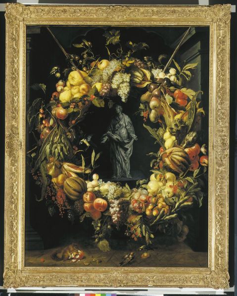 Vruchtenkrans met beeldje van O.L.Vrouw Oil Painting by Frans Snyders