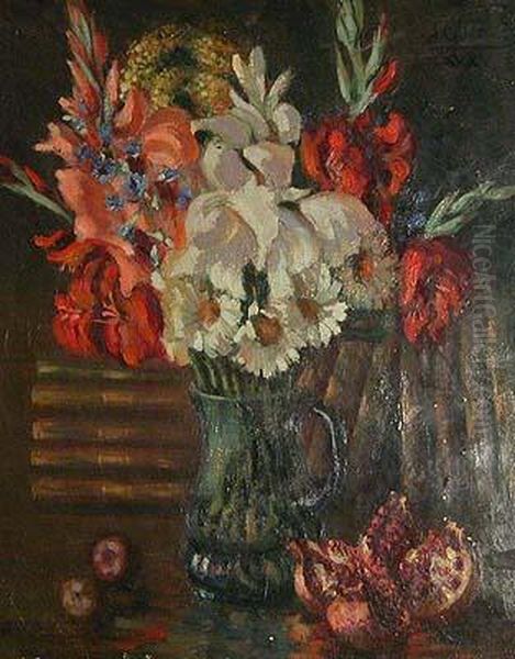 Florero Y Granadas. Oil Painting by Angel Canovas Ruiz