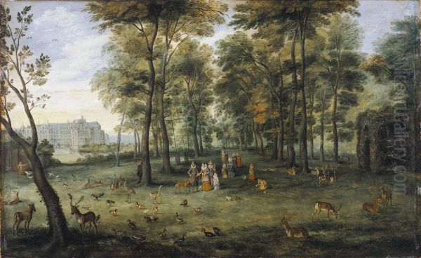 Archdukes Albrecht and Isabella in the garden of Coudenberg Palace, Brussels Oil Painting by Jan Brueghel the Elder