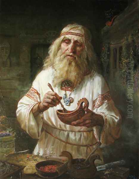 Herbalist Oil Painting by Andrey Shishkin