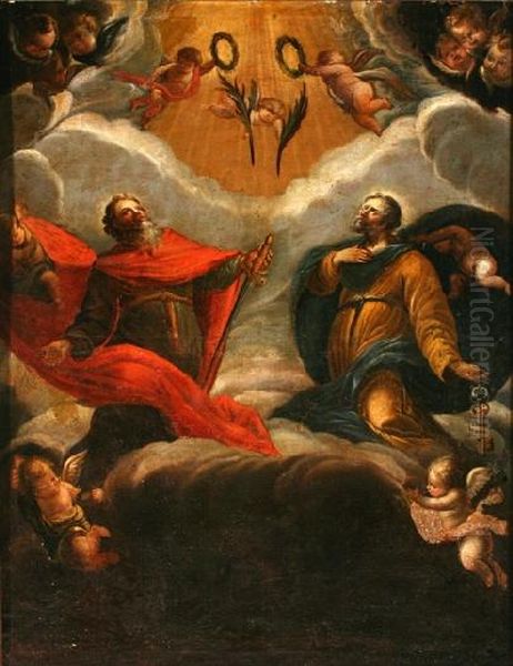 Glorificacion de los apostoles Pedro y Pablo Oil Painting by Vicente Berdusan