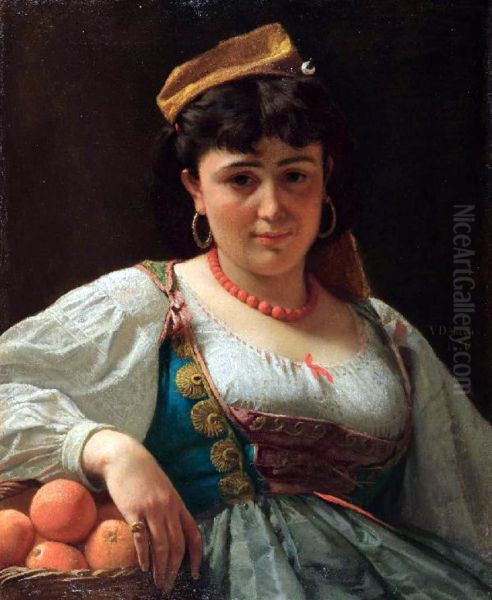 The Sicilian orange seller Oil Painting by Unidentified location