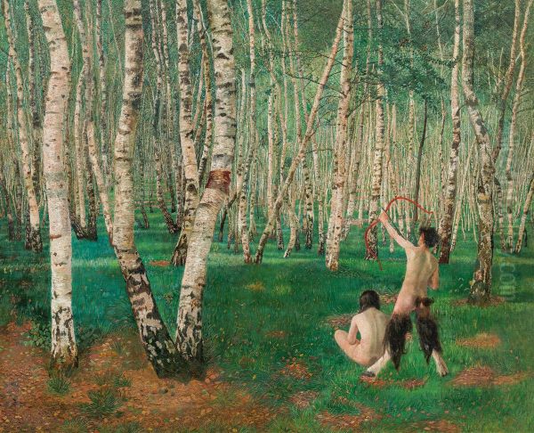 The Birch Wood Oil Painting by Karl Mediz