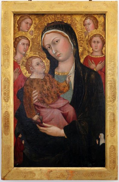 Madonna and Child with Angels and donors Oil Painting by Taddeo Di Bartolo