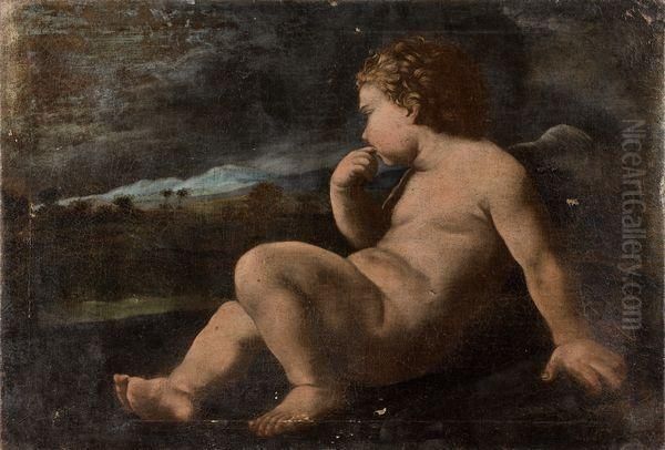 Putto Dans Un Paysage Oil Painting by Simone Cantarini Il Pesarese