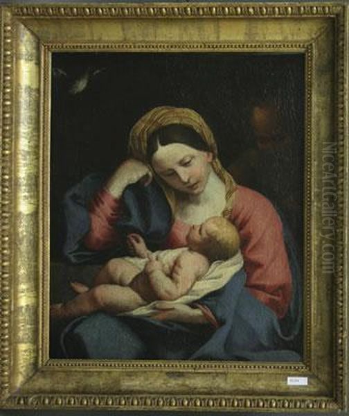 Madonna Con Bambinoi Oil Painting by Simone Cantarini Il Pesarese