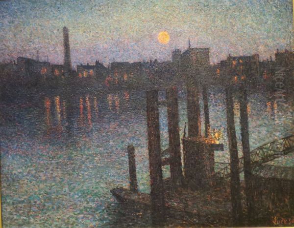 Le port de Londres, la nuit Oil Painting by Maximilien Luce