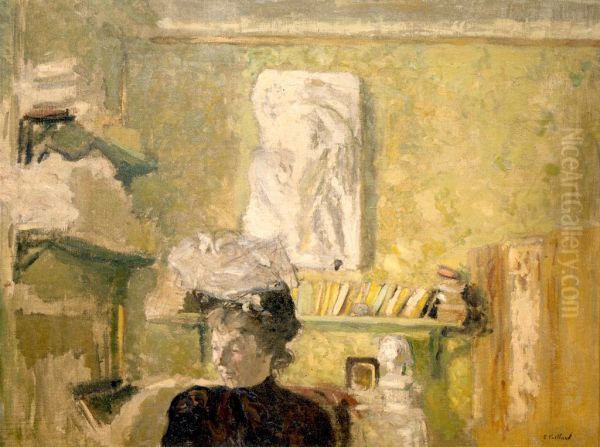 Femme en chapeau devant un bas-relief Oil Painting by Edouard Vuillard