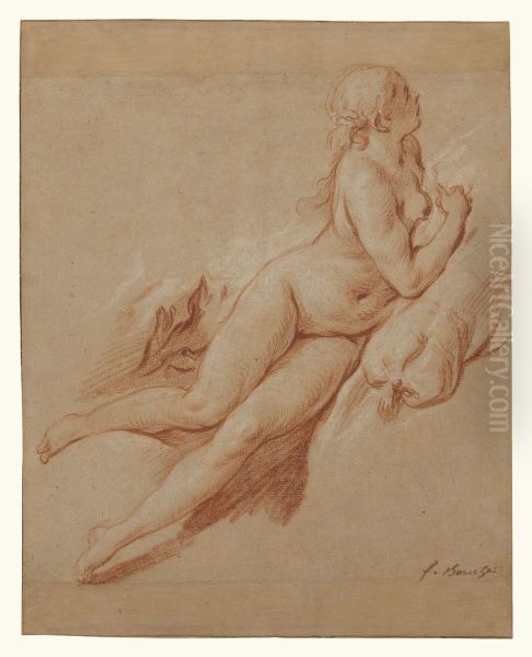 Study of a Reclining Nude Oil Painting by Francois Boucher