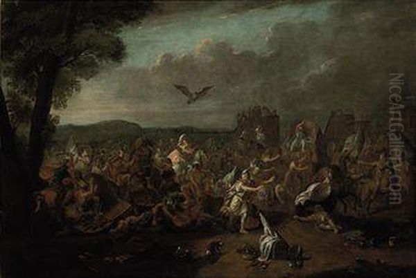 The Battle Of Issus Oil Painting by Henri Cantelbeeck