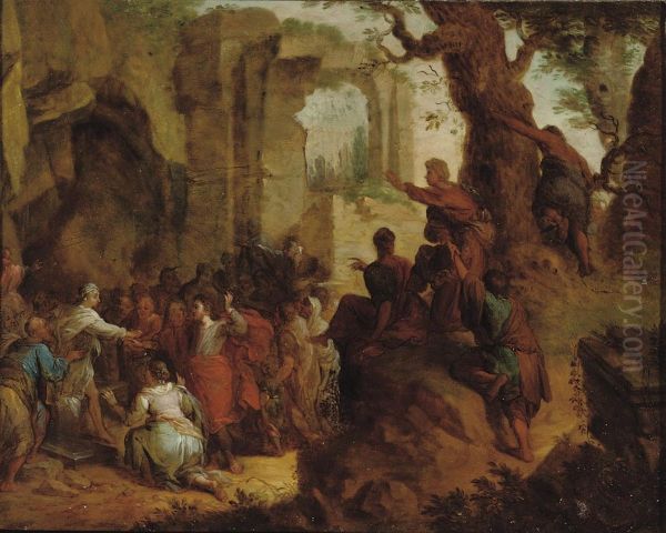 The Raising Of Lazarus Oil Painting by Henri Cantelbeeck