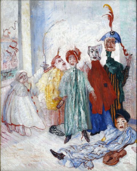 The strange masks Oil Painting by James Ensor