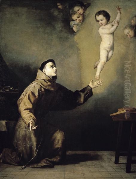 Aparicion del Nino Jesus a San Antonio de Padua Oil Painting by Jusepe de Ribera