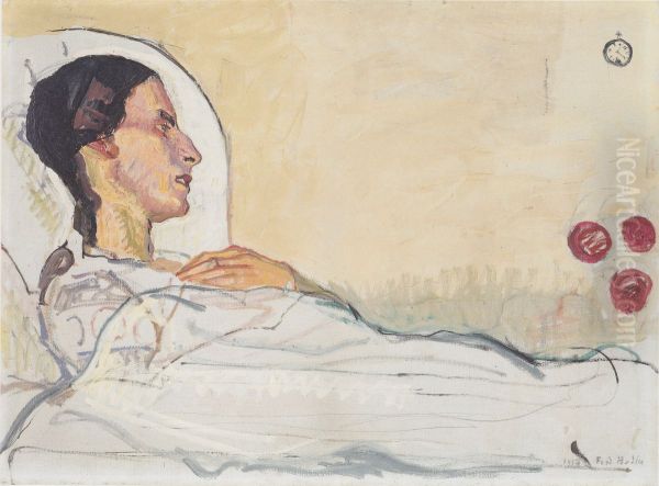 Valentine Gode-Darel im Krankenbett Oil Painting by Ferdinand Hodler