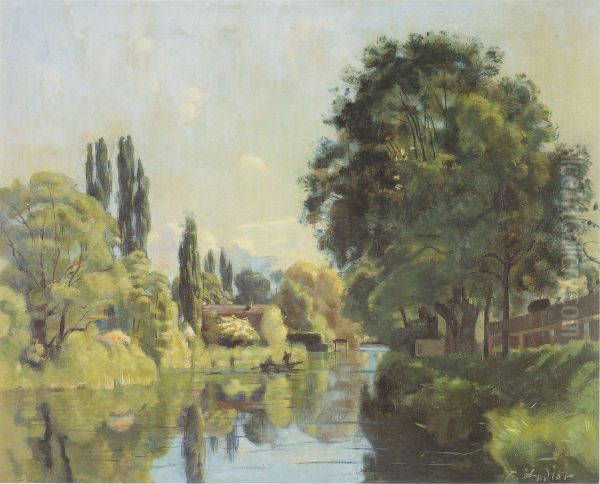 Der Aarekanal bei Thun Oil Painting by Ferdinand Hodler