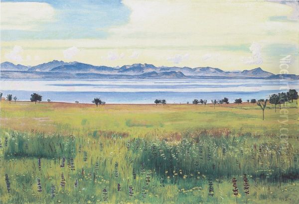 Der Genfersee von St Prex aus Oil Painting by Ferdinand Hodler