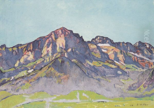 The Dents Blanches at Champery in the Morning Sun Oil Painting by Ferdinand Hodler