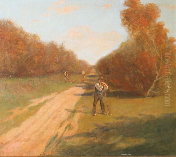 A road in summer. Oil Painting by Holger H. Jerichau