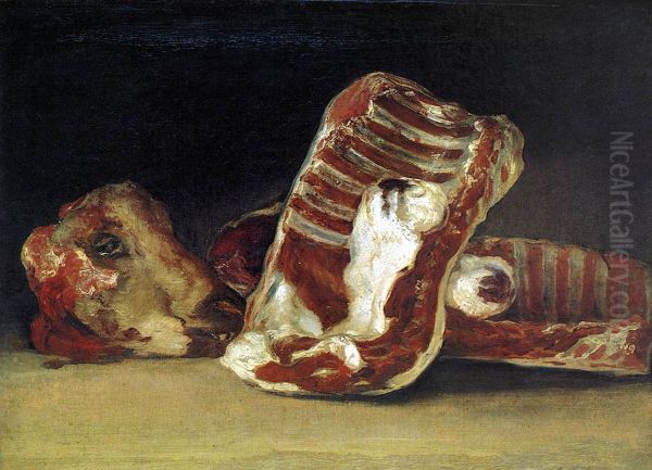 A Butcher's Counter Oil Painting by Francisco Goya