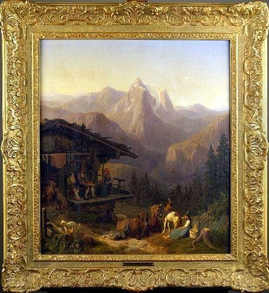 [au Pied Du Chalet] Oil Painting by Gustav Jakob Canton