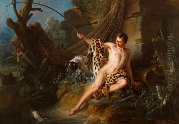 The Fisherman and the Small Fish Oil Painting by Jean-Baptiste Oudry