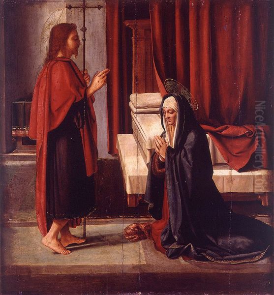 Aparicion de Cristo resucitado a la Virgen Oil Painting by Fernando Yanez De la Almedina