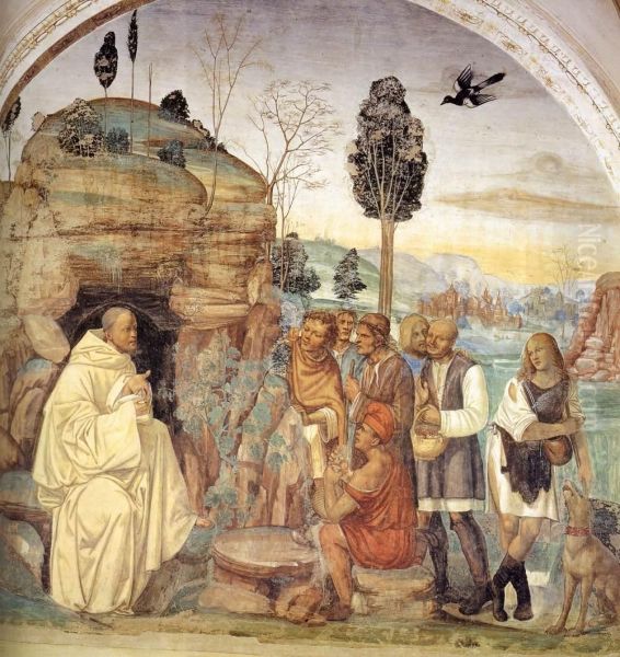 Benedict Instructs the Peasants Oil Painting by Il Sodoma