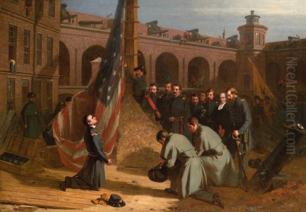 Major Anderson Raising the Flag on the Morning of His Taking Possession of Fort Sumter, Dec. 27, 1860 Oil Painting by Edwin White