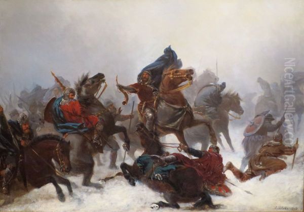 King Sverre's Escape Oil Painting by Peter Nicolai Arbo