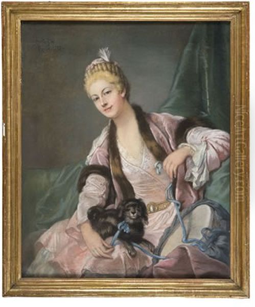 Nobildonna con cagnolino e tamburo Oil Painting by Giuseppe Bossi