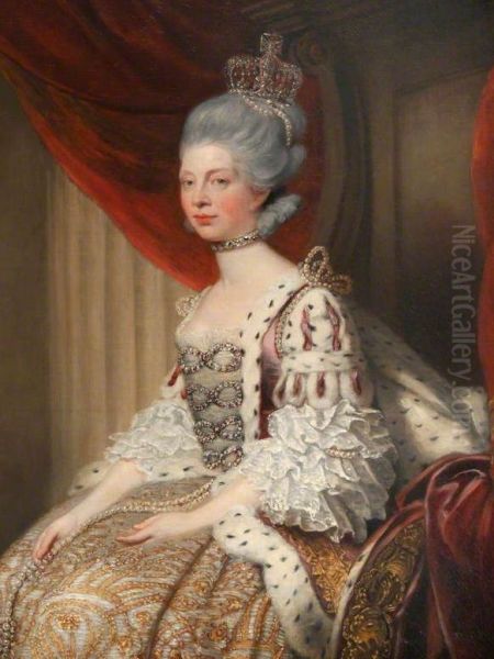 Konigin Charlotte (1744-1818) Oil Painting by Joshua Reynolds