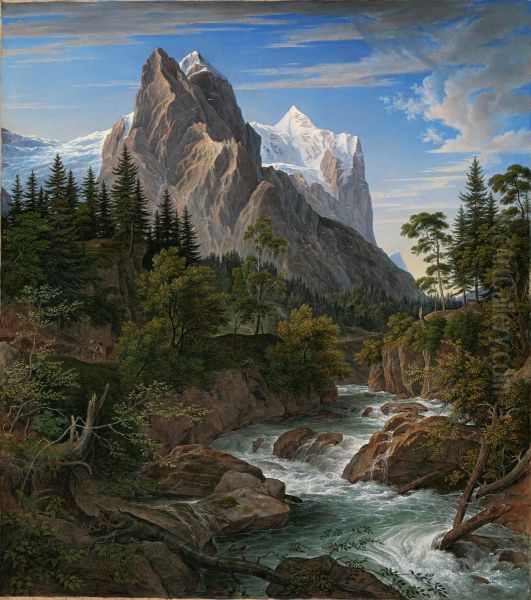 Das Wetterhorn mit dem Reichenbachtal Oil Painting by Joseph Anton Koch