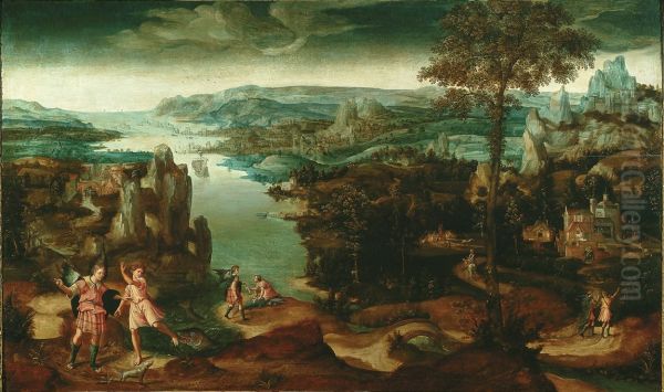 Story of Tobias and the angel from the Book of Tobit Oil Painting by Joachim Patinir