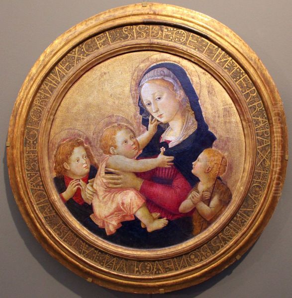 madonna col bambino e san giovannino Oil Painting by Pier Francesco Fiorentino