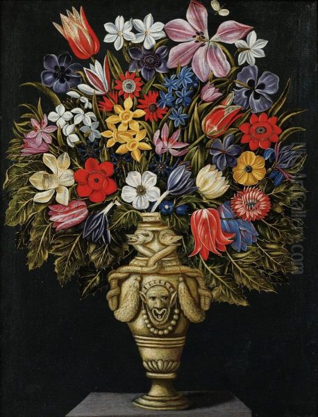 Still Life with Flower Vase Oil Painting by unknown