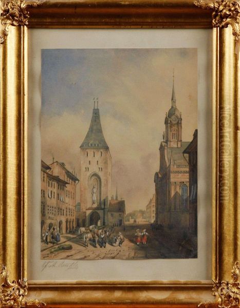 Stadsbild Fran Mellaneuropa Oil Painting by Carl Fredrik August Cantzler