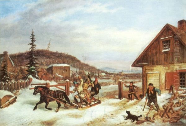 The Toll Gate Oil Painting by Cornelius Krieghoff