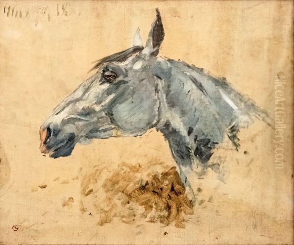 White horse GAZELLE Oil Painting by Henri De Toulouse-Lautrec