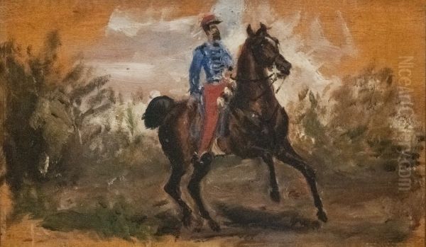 Chasseuron horseback. Oil Painting by Henri De Toulouse-Lautrec