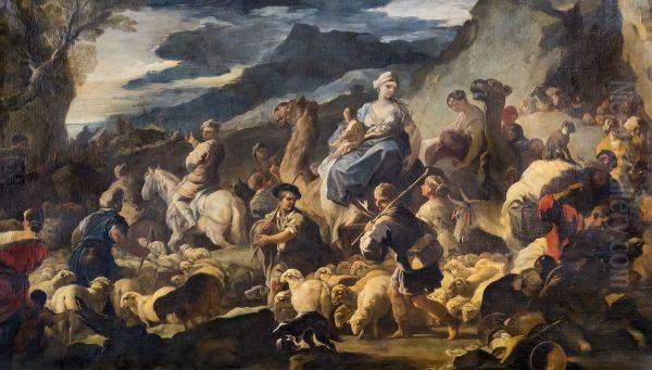 Jacob's departure from Laban Oil Painting by Luca Giordano