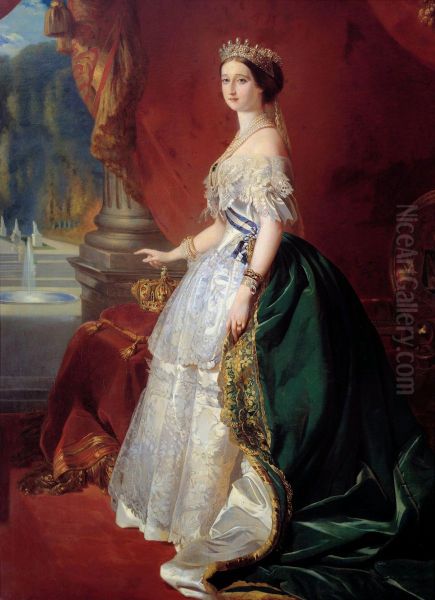 Portrait of Empress Eugenie in Court Dress. Oil Painting by Franz Xaver Winterhalter