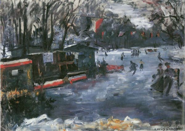 Eisbahn im Berliner Tiergarten Oil Painting by Lovis Corinth