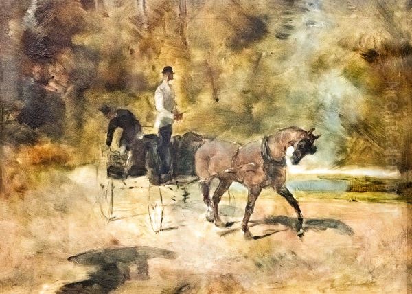 Un dog-cart Oil Painting by Henri De Toulouse-Lautrec