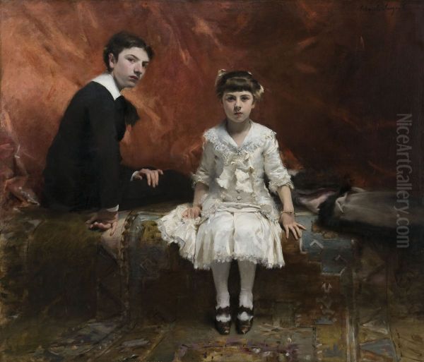 Portrait of Edouard   and  Marie-Louise Pailleron Oil Painting by John Singer Sargent