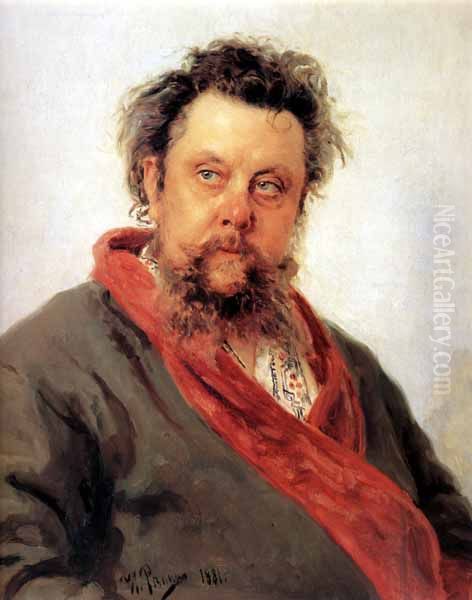 Portat des Komponisten Modest Mussorgski Oil Painting by Ilya Repin