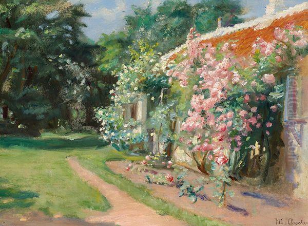 From our former garden in Skagen. Oil Painting by Michael Peter Ancher