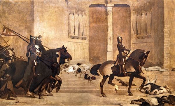 Comment entra dans Paris Monseigneur le Dauphin(Premiere esquisse) Oil Painting by Henri Rachou