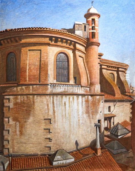 The Daurade church from the courtyard of fine arts Oil Painting by Henri Rachou